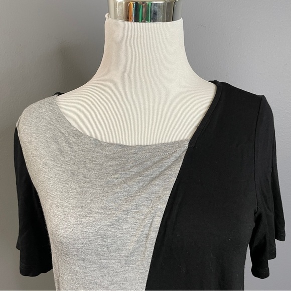 Satin Mathews tri monochrome color block shirt sleeve blouse size Small - Picture 3 of 5